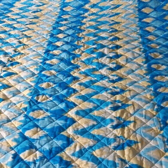 VTG color burst quilted blanket coverlet bedspread beachy silky feel Dbl Full - Picture 1 of 9
